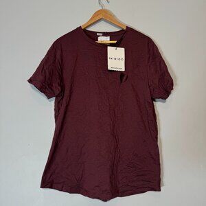 INIMIGO Heart T-shirt Maroon Red New with Tags 100% Organic Mercerized Cotton
